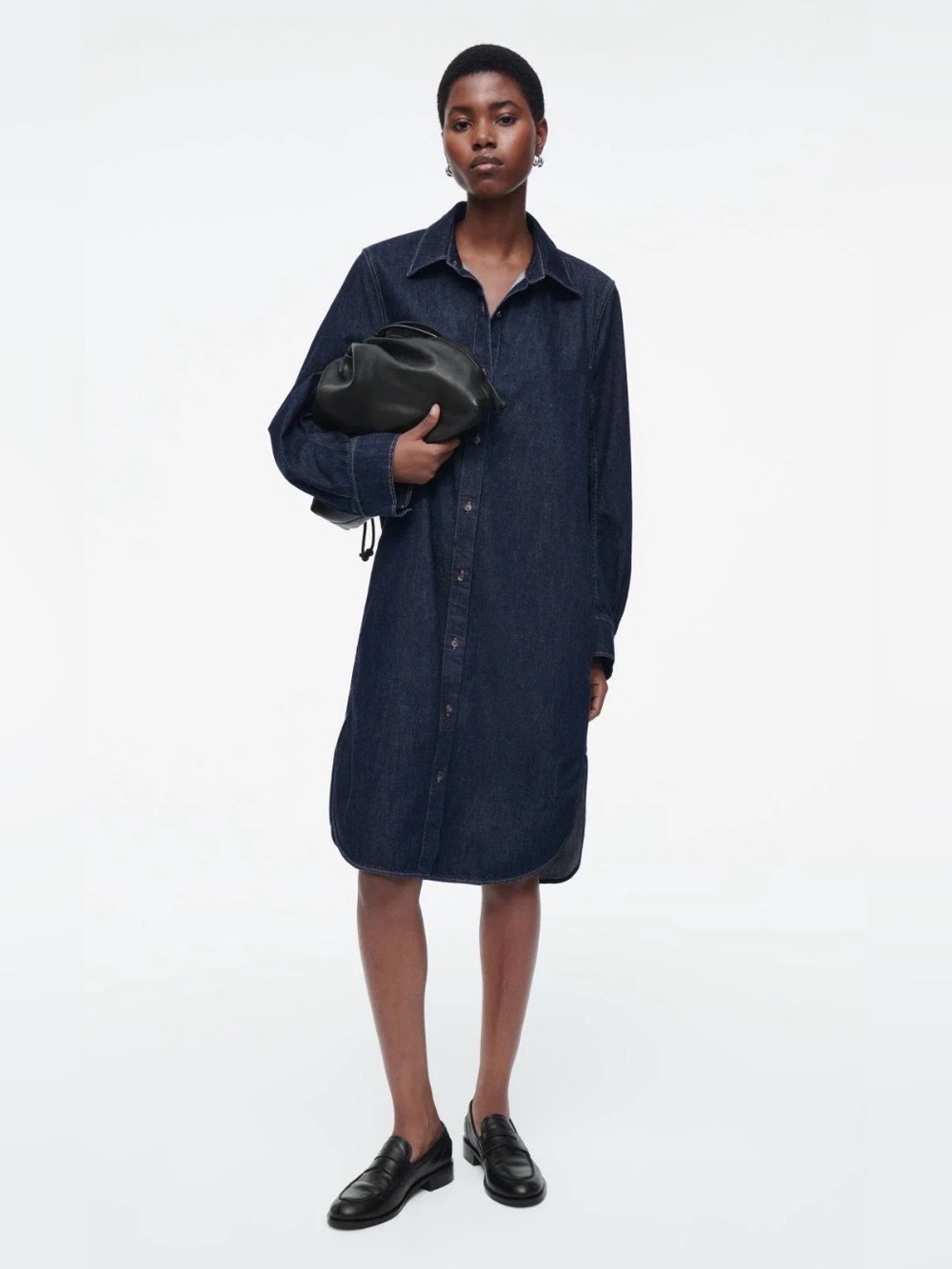 COS denim jean blue cotton oversized shirt dress minimalist women’s size 4